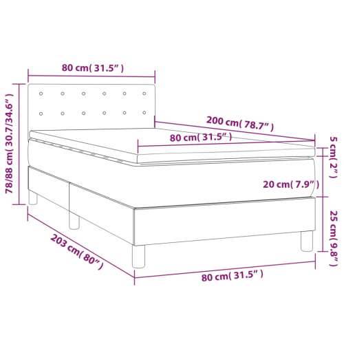 Krevet box spring s madracem LED crni 80 x 200 cm od tkanine - Crna 80 x 200 cm gumbi Cijena