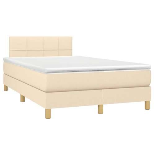 Krevet box spring s madracem LED krem 120 x 200 cm od tkanine - Krema 120 x 200 cm Blok s kvadratima Cijena