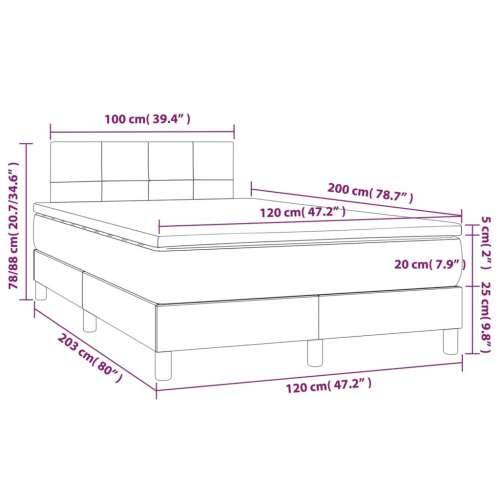 Krevet box spring s madracem LED krem 120 x 200 cm od tkanine - Krema 120 x 200 cm Blok s kvadratima Cijena