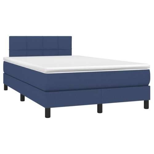 Krevet box spring s madracem LED plavi 120 x 200 cm od tkanine - Plava 120 x 200 cm Blok s kvadratima Cijena