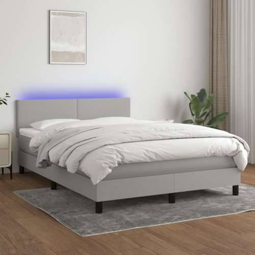 Krevet box spring s madracem LED svjetlosivi 140x200 cm tkanina - Svjetlosiva 140 x 200 cm Gladak dizajn Cijena