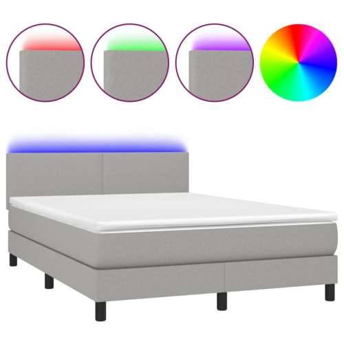 Krevet box spring s madracem LED svjetlosivi 140x200 cm tkanina - Svjetlosiva 140 x 200 cm Gladak dizajn Cijena