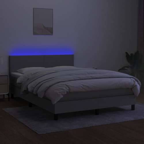 Krevet box spring s madracem LED svjetlosivi 140x200 cm tkanina - Svjetlosiva 140 x 200 cm Gladak dizajn Cijena