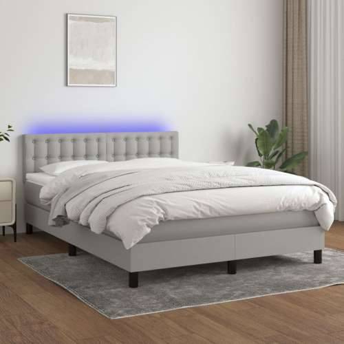 Krevet box spring s madracem LED svjetlosivi 140x200 cm tkanina - Svjetlosiva 140 x 200 cm gumbi Cijena