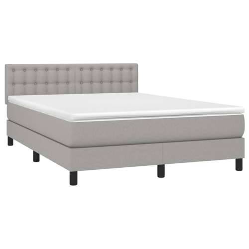 Krevet box spring s madracem LED svjetlosivi 140x200 cm tkanina - Svjetlosiva 140 x 200 cm gumbi Cijena