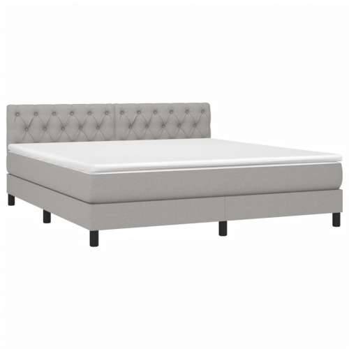 Krevet box spring s madracem LED svjetlosivi 160x200 cm tkanina - Svjetlosiva 160 x 200 cm Dizajn s gumbima Cijena