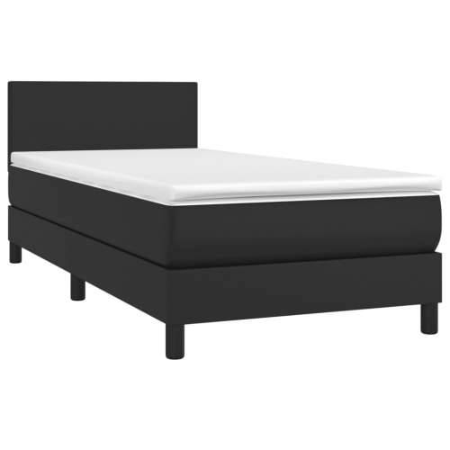 Krevet box spring s madracem LED crni 90x200 cm od umjetne kože - Crna 90 x 200 cm Gladak dizajn Cijena