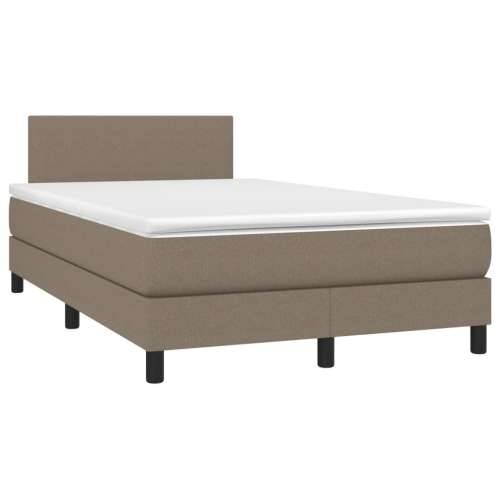Krevet box spring s madracem LED smeđesivi 120 x 200 cm tkanina - Sivo-smeđa 120 x 200 cm Gladak dizajn Cijena