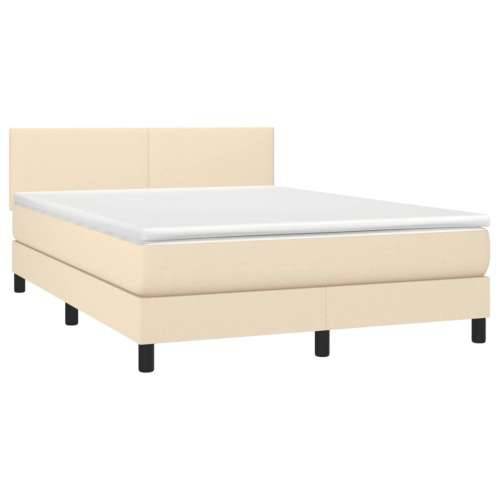 Krevet box spring s madracem LED krem 140x190 cm od tkanine - Krema 140 x 190 cm Gladak dizajn Cijena