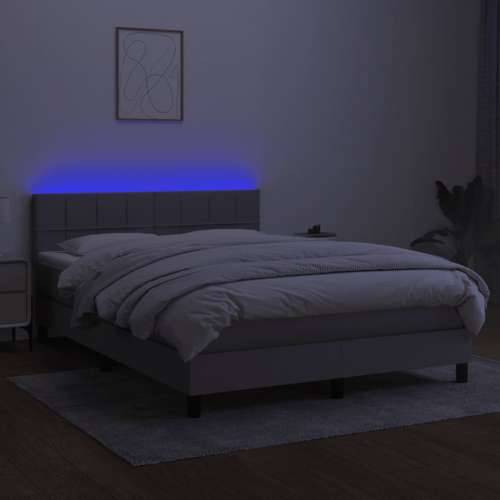 Krevet box spring s madracem LED svjetlosivi 140x200 cm tkanina - Svjetlosiva 140 x 200 cm Blok s kvadratima Cijena