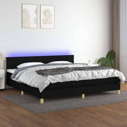 Krevet box spring s madracem LED crni 200x200 cm od tkanine - Crna 200 x 200 cm Blok s kvadratima Cijena
