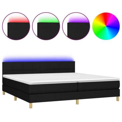 Krevet box spring s madracem LED crni 200x200 cm od tkanine - Crna 200 x 200 cm Blok s kvadratima Cijena