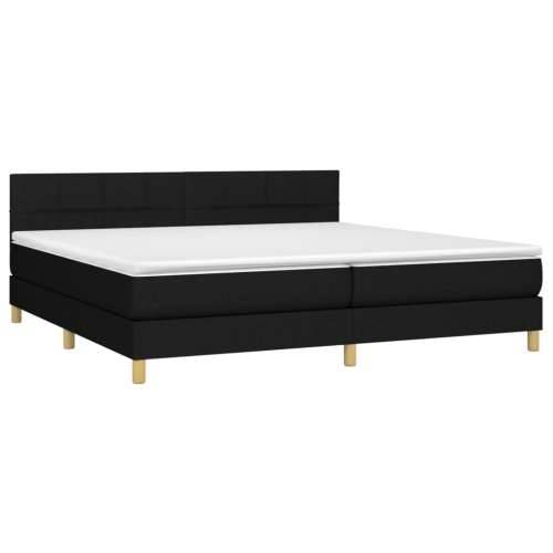 Krevet box spring s madracem LED crni 200x200 cm od tkanine - Crna 200 x 200 cm Blok s kvadratima Cijena