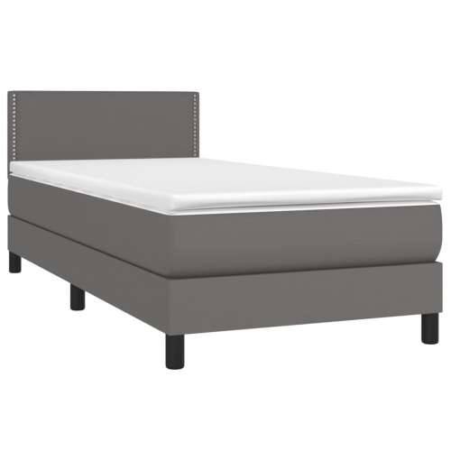 Krevet box spring s madracem LED sivi 80x200 cm od umjetne kože - Siva 80 x 200 cm Obično s čavlima Cijena