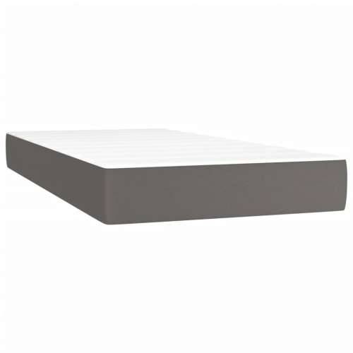Krevet box spring s madracem LED sivi 80x200 cm od umjetne kože - Siva 80 x 200 cm Obično s čavlima Cijena