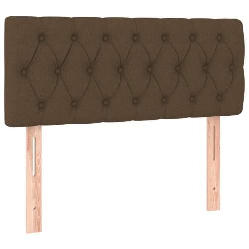 Krevet box spring s madracem LED tamnosmeđi 100x200 cm tkanina - Tamno smeđa 100 x 200 cm Dizajn s gumbima Cijena