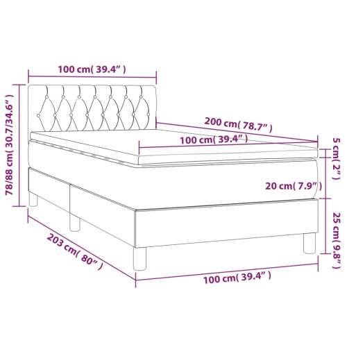 Krevet box spring s madracem LED tamnosmeđi 100x200 cm tkanina - Tamno smeđa 100 x 200 cm Dizajn s gumbima Cijena