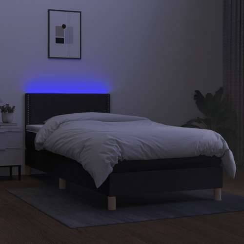 Krevet box spring s madracem LED crni 100x200 cm od tkanine - Crna 100 x 200 cm Obično s čavlima Cijena