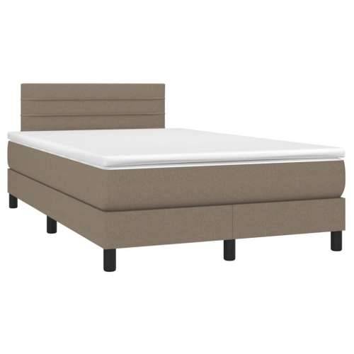 Krevet box spring s madracem LED smeđesivi 120 x 200 cm tkanina - Sivo-smeđa 120 x 200 cm vodoravne pruge Cijena