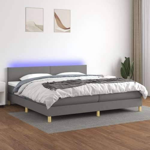 Krevet box spring s madracem LED tamnosivi 200x200 cm tkanina - Tamno siva 200 x 200 cm Gladak dizajn Cijena