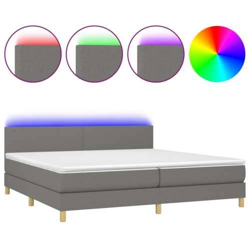 Krevet box spring s madracem LED tamnosivi 200x200 cm tkanina - Tamno siva 200 x 200 cm Gladak dizajn Cijena