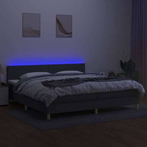 Krevet box spring s madracem LED tamnosivi 200x200 cm tkanina - Tamno siva 200 x 200 cm Gladak dizajn Cijena