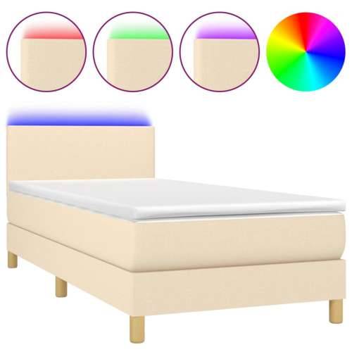 Krevet box spring s madracem LED krem 80 x 200 cm od tkanine - Krema 80 x 200 cm Gladak dizajn Cijena