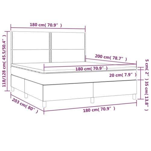 Krevet box spring s madracem LED krem 180x200 cm od tkanine - Krema 180 x 200 cm Obično s čavlima Cijena