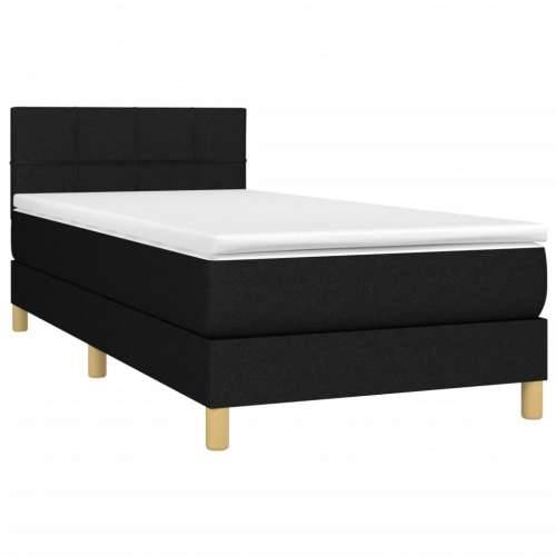 Krevet box spring s madracem LED crni 100x200 cm od tkanine - Crna 100 x 200 cm Blok s kvadratima Cijena