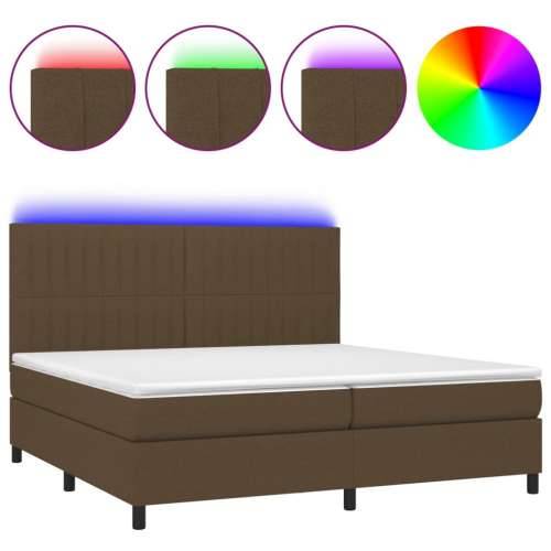Krevet box spring s madracem LED tamnosmeđi 200x200 cm tkanina - Tamno smeđa 200 x 200 cm Okomite pruge Cijena