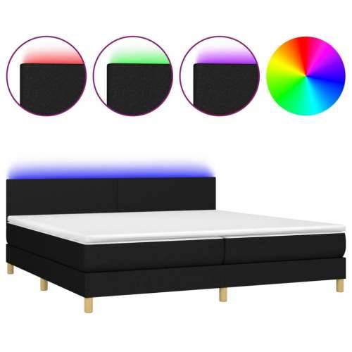 Krevet box spring s madracem LED crni 200x200 cm od tkanine - Crna 200 x 200 cm Gladak dizajn Cijena