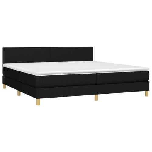 Krevet box spring s madracem LED crni 200x200 cm od tkanine - Crna 200 x 200 cm Gladak dizajn Cijena
