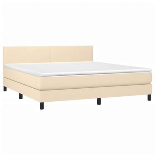 Krevet box spring s madracem LED krem 160x200 cm od tkanine - Krema 160 x 200 cm Gladak dizajn Cijena