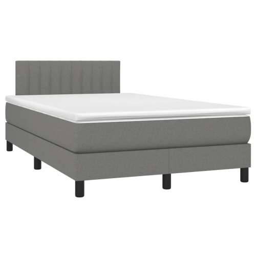 Krevet box spring s madracem LED tamnosivi 120 x 200 cm tkanina - Tamno siva 120 x 200 cm Okomite pruge Cijena