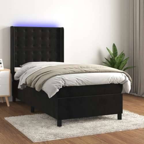 Krevet box spring s madracem LED crni 80 x 200 cm baršunasti - Crna 80 x 200 cm gumbi Cijena