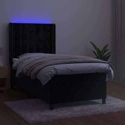 Krevet box spring s madracem LED crni 80 x 200 cm baršunasti - Crna 80 x 200 cm gumbi Cijena
