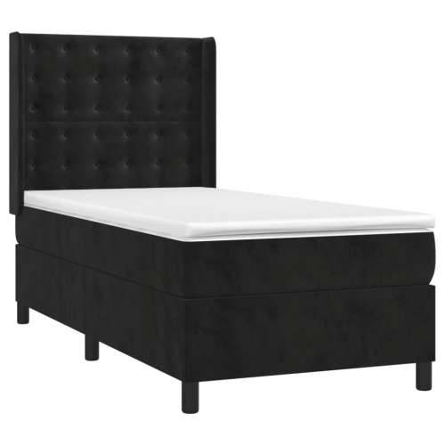 Krevet box spring s madracem LED crni 80 x 200 cm baršunasti - Crna 80 x 200 cm gumbi Cijena