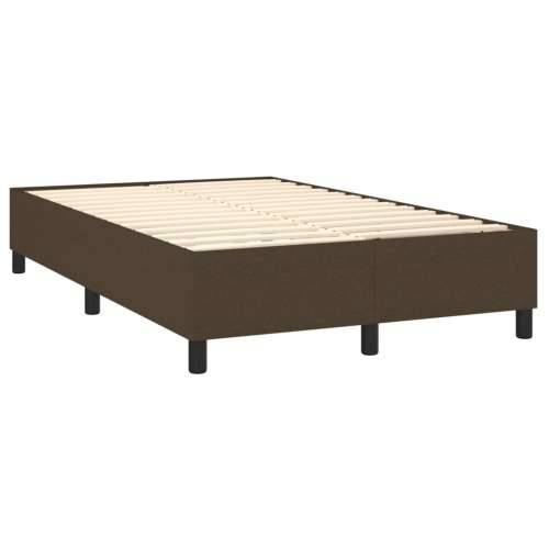Krevet box spring s madracem LED tamnosmeđi 120x200 cm tkanina - Tamno smeđa 120 x 200 cm Obično s čavlima Cijena