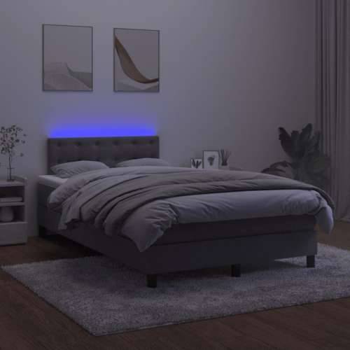 Krevet box spring s madracem LED tamnosivi 120 x 200 cm baršun - Tamno siva 120 x 200 cm gumbi Cijena