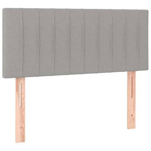 Krevet box spring s madracem LED svjetlosivi 100x200 cm tkanina - Svjetlosiva 100 x 200 cm Okomite pruge Cijena