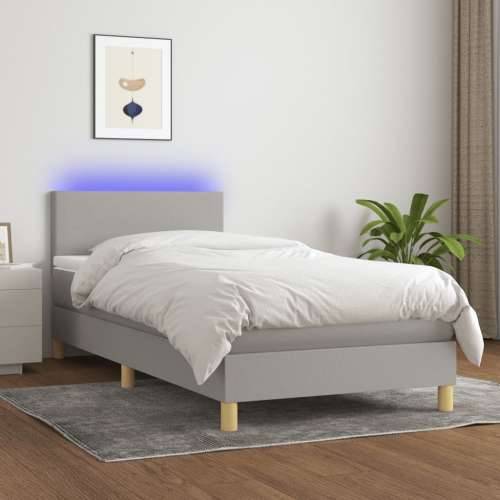 Krevet box spring s madracem LED svjetlosivi 100x200 cm tkanina - Svjetlosiva 100 x 200 cm Gladak dizajn Cijena