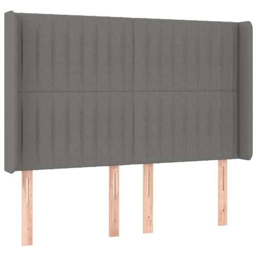 Krevet box spring s madracem LED tamnosivi 140x190 cm tkanina - Tamno siva 140 x 190 cm Okomite pruge Cijena