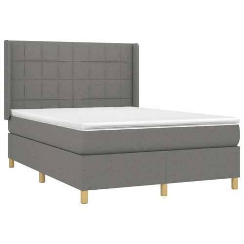 Krevet box spring s madracem LED tamnosivi 140x190 cm tkanina - Tamno siva 140 x 190 cm Blok s kvadratima Cijena