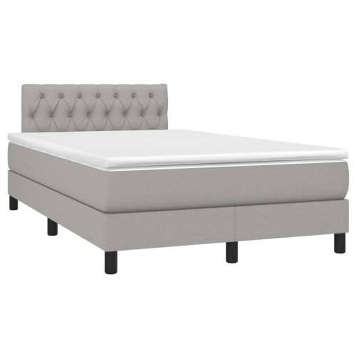 Krevet box spring s madracem LED svjetlosivi 120x200 cm tkanina - Svjetlosiva 120 x 200 cm Dizajn s gumbima Cijena