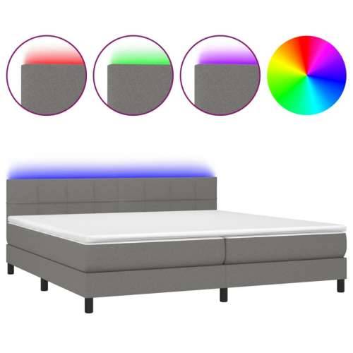 Krevet box spring s madracem LED tamnosivi 200x200 cm tkanina - Tamno siva 200 x 200 cm Blok s kvadratima Cijena