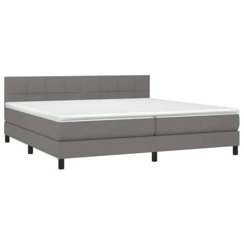 Krevet box spring s madracem LED tamnosivi 200x200 cm tkanina - Tamno siva 200 x 200 cm Blok s kvadratima Cijena