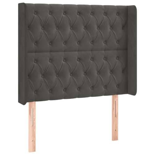 Krevet box spring s madracem LED tamnosivi 90x200 cm baršun - Tamno siva 90 x 200 cm Dizajn s gumbima Cijena