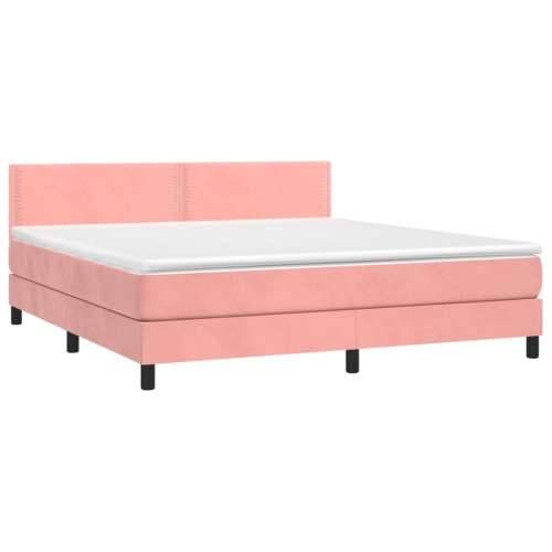 Krevet box spring s madracem LED ružičasti 160x200cm baršunasti - Ružičasta 160 x 200 cm Obično s čavlima Cijena