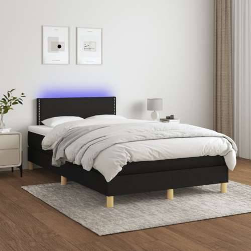 Krevet box spring s madracem LED crni 120 x 200 cm od tkanine - Crna 120 x 200 cm Obično s čavlima Cijena