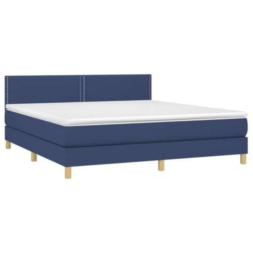Krevet box spring s madracem LED plavi 180x200 cm od tkanine - Plava 180 x 200 cm Obično s čavlima Cijena